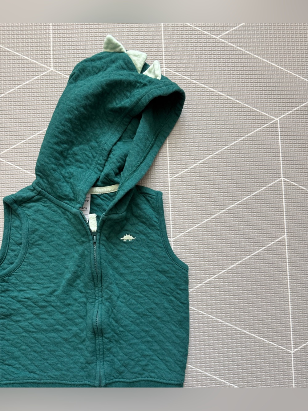 Carters|Baby boy/toddler Green Quilted Dino Hooded Vest,24M•••winter staple